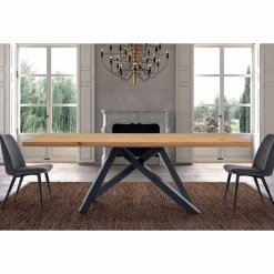 Viadurini Living Esstische-Esstisch mit furnierter Holzplatte, hergestellt in Italien – Settimmio