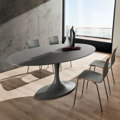 Viadurini Living Esstisch Oval|Esstische-Esstisch mit lackierter Glasplatte Made in Italy, Qualität - Brontolo