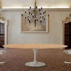 Viadurini Living Runde Tische|Esstische-Esstisch mit ovaler furnierter Platte, hergestellt in Italien – Dollars