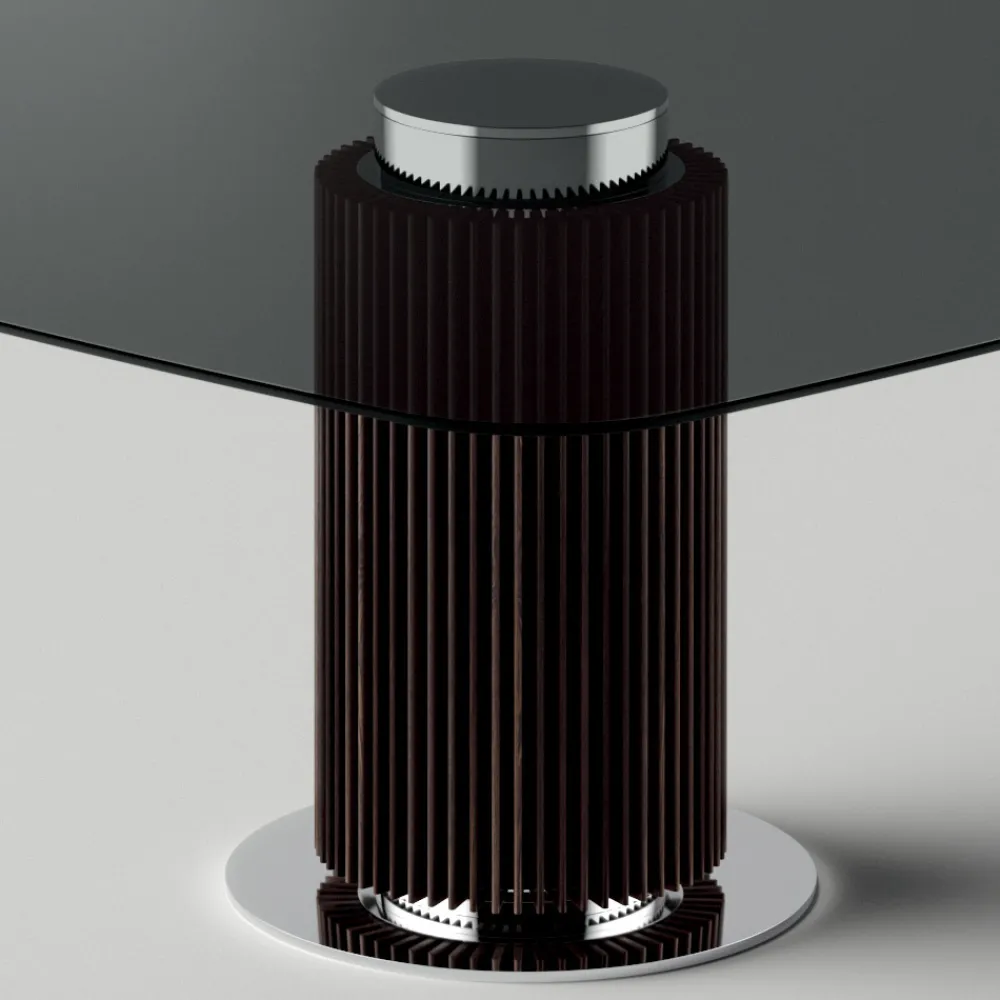 Viadurini Living Esstische Nach Mass|Esstische-Esstisch mit quadratischer Glasplatte und Holzsockel Made in Italy - Kuadro