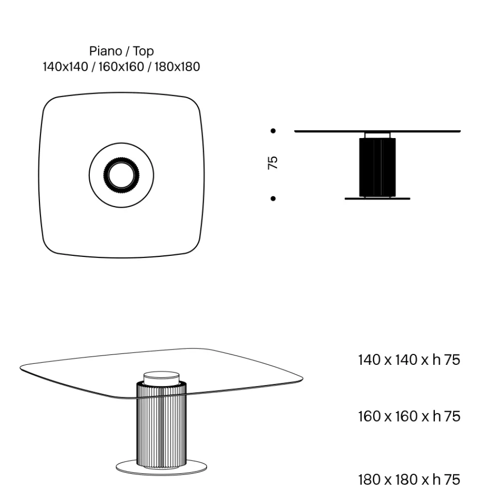 Viadurini Living Esstische Nach Mass|Esstische-Esstisch mit quadratischer Glasplatte und Holzsockel Made in Italy - Kuadro