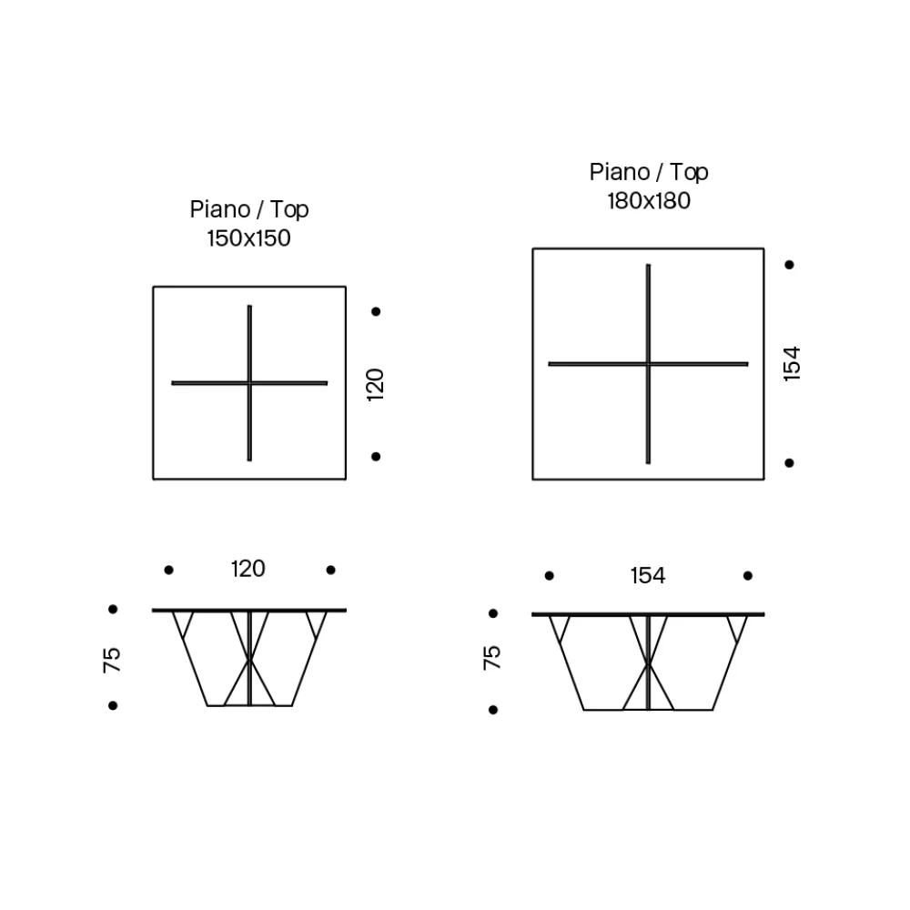 Viadurini Living Esstische Nach Mass|Esstische-Esstisch mit quadratischer Tischplatte und Glasfuß Made in Italy - Tiseo