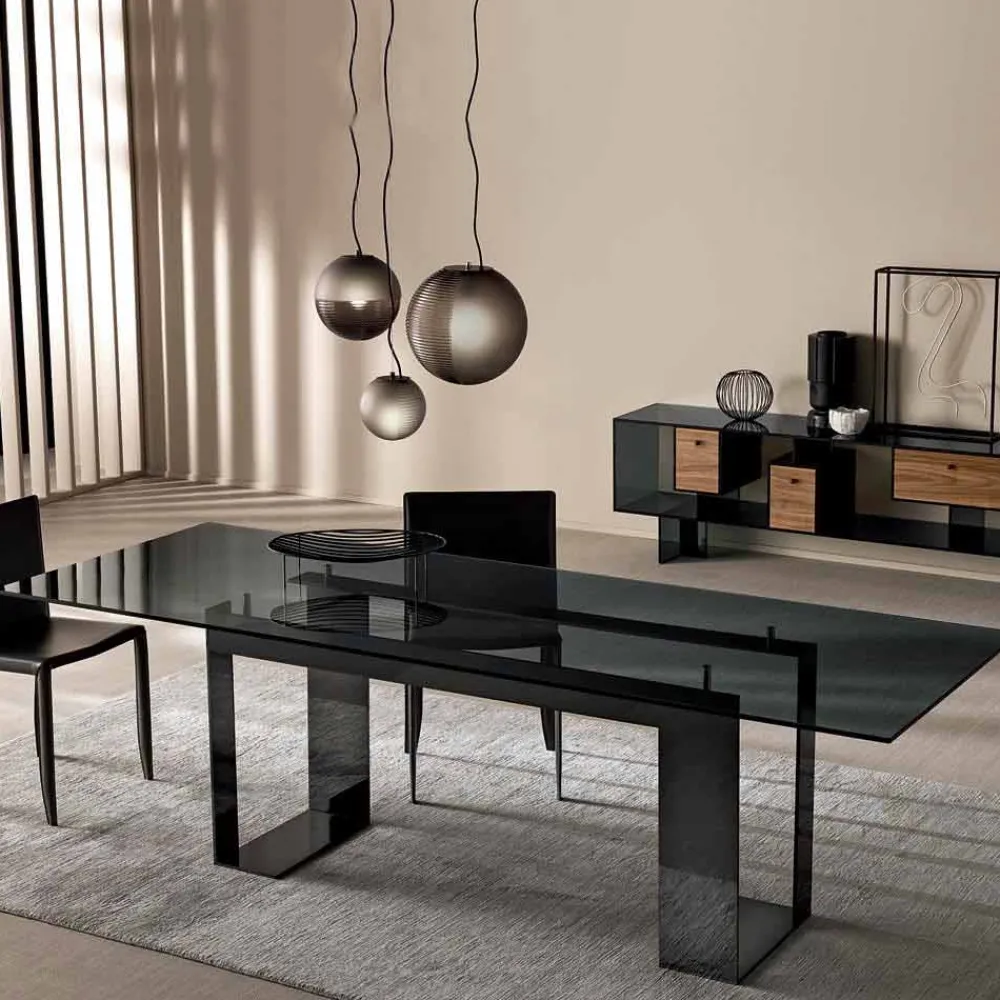 Viadurini Living Esstische Nach Mass|Esstische-Esstisch mit Rauchglasplatte und Metallgestell 4 Dimensionen - Speck