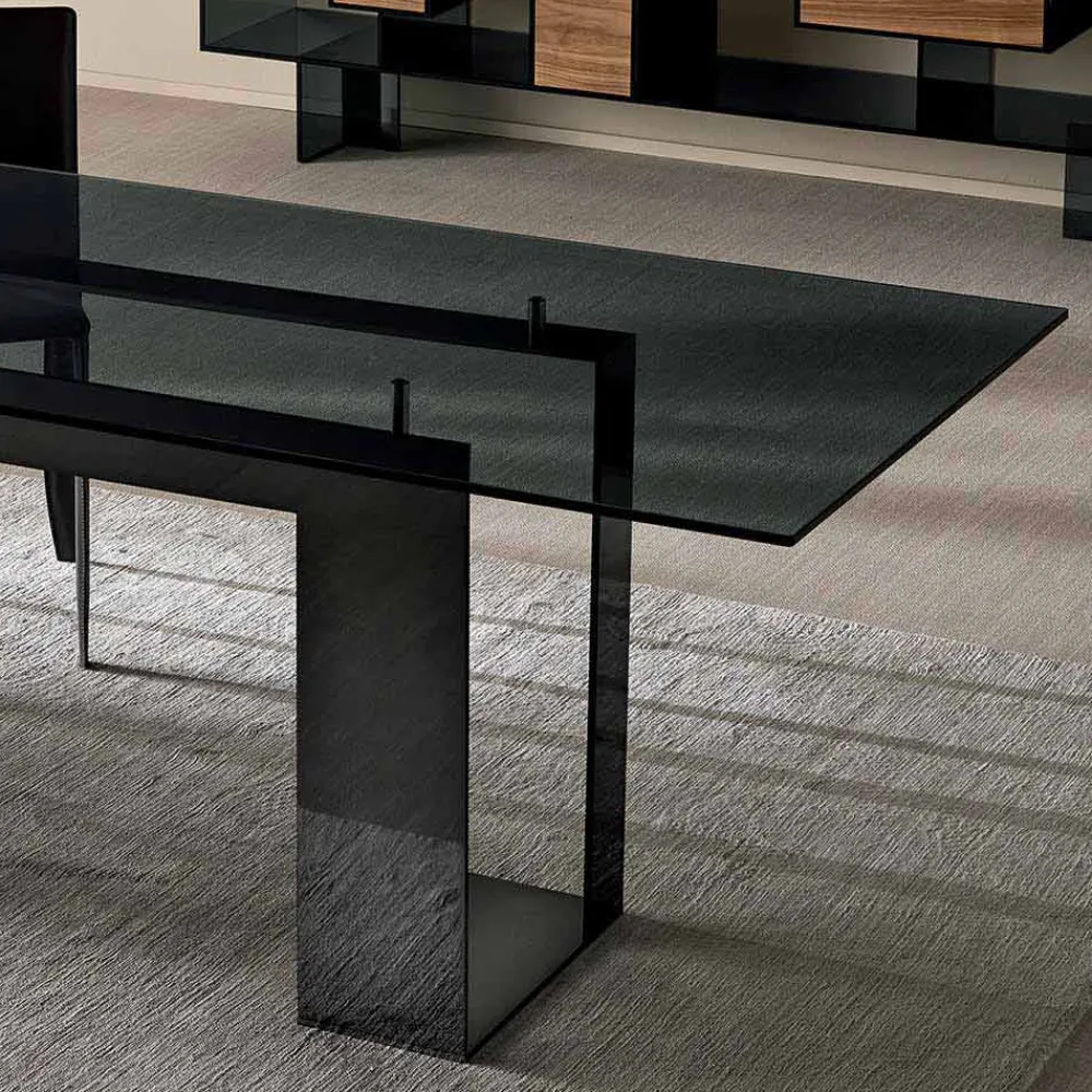 Viadurini Living Esstische Nach Mass|Esstische-Esstisch mit Rauchglasplatte und Metallgestell 4 Dimensionen - Speck