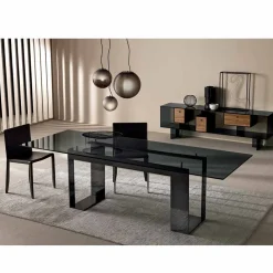 Viadurini Living Esstische Nach Mass|Esstische-Esstisch mit Rauchglasplatte und Metallgestell 4 Dimensionen - Speck