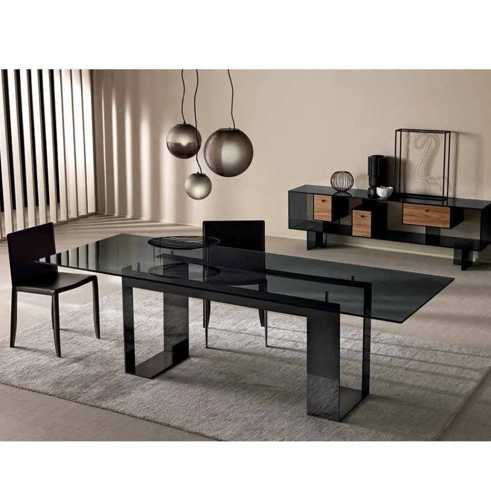 Viadurini Living Esstische Nach Mass|Esstische-Esstisch mit Rauchglasplatte und Metallgestell 4 Dimensionen - Speck