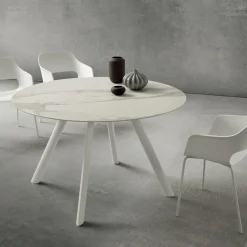 Viadurini Living Runde Tische-Esstisch mit runder Laminamplatte Made in Italy - Lingotto