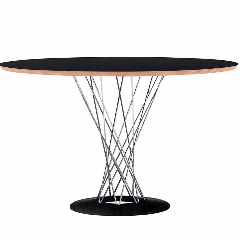 Viadurini Living Runde Tische-Esstisch mit runder Platte aus schwarzem Laminat Made in Italy - Plaza