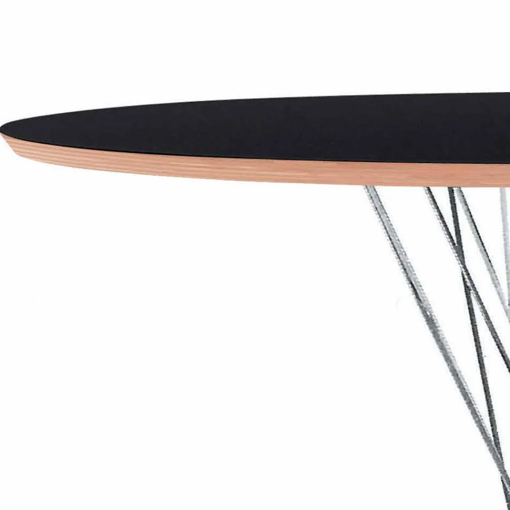 Viadurini Living Runde Tische-Esstisch mit runder Platte aus schwarzem Laminat Made in Italy - Plaza