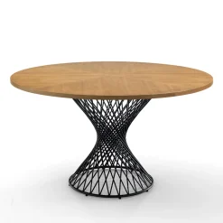 Viadurini Living Runde Tische-Esstisch mit runder Platte aus Mdf mit Eichenfurnier - Emmanuel