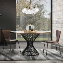 Viadurini Living Runde Tische-Esstisch mit runder Platte aus Mdf mit Eichenfurnier - Emmanuel