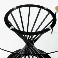 Viadurini Living Runde Tische-Esstisch mit runder Platte aus gehärtetem Glas und Stahlsockel - Mileto