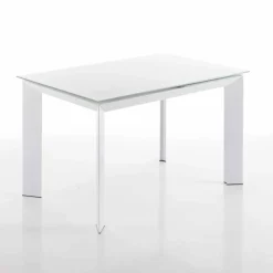 Viadurini Living Ausziehbare Esstische-Esstisch mit Zeno weiß lackiertem Hartglas