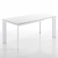 Viadurini Living Ausziehbare Esstische-Esstisch mit Zeno weiß lackiertem Hartglas