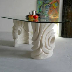 Viadurini Living Esstische Nach Mass|Esstisch Oval-Esstisch oval aus Stein mit Tischplatte aus Kristall Erinni