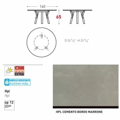 Varaschin Gartentische Fest|Runde Tische-Esstisch rund H 65 cm