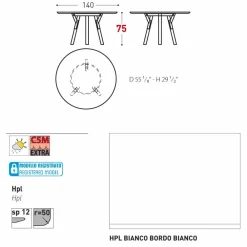 Varaschin Gartentische Fest|Runde Tische-Esstisch rund H 75 cm