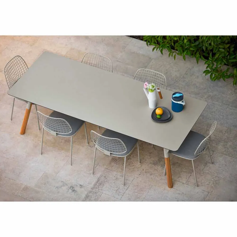 Varaschin Gartentische Fest-Esstisch Tischbeine aus Teak H 65 cm Link