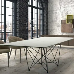 Viadurini Living Esstische-Esstischplatte aus Laminat und Untergestell aus Stahl, hergestellt in Italien – Ezzellino