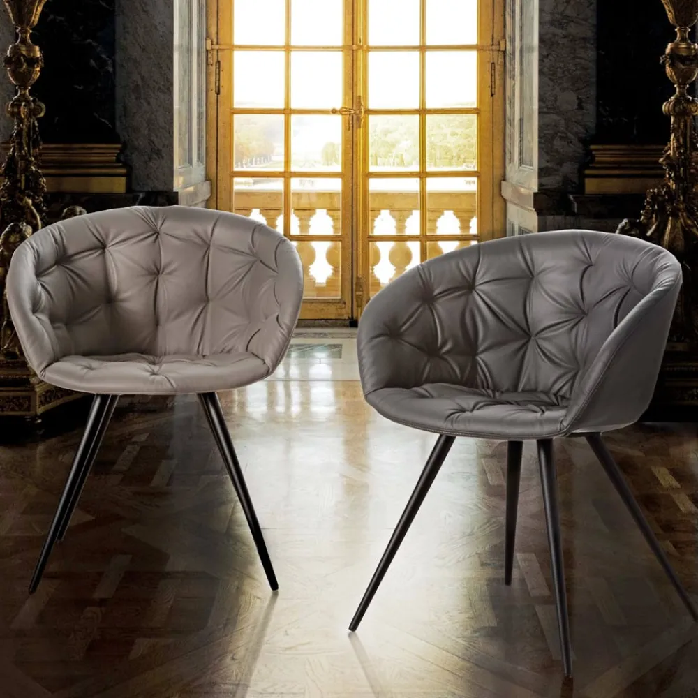 Viadurini Living Moderne Sessel-Esszimmerstuhl aus Ecoleather mit Beinen aus schwarz lackiertem Metall - Ezio