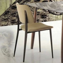 Viadurini Living Moderne Stühle-Esszimmerstuhl aus Ecoleather und Metall Made in Italy, 2 Stück - Selen