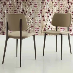 Viadurini Living Moderne Stühle-Esszimmerstuhl aus Ecoleather und Metall Made in Italy, 2 Stück - Selen