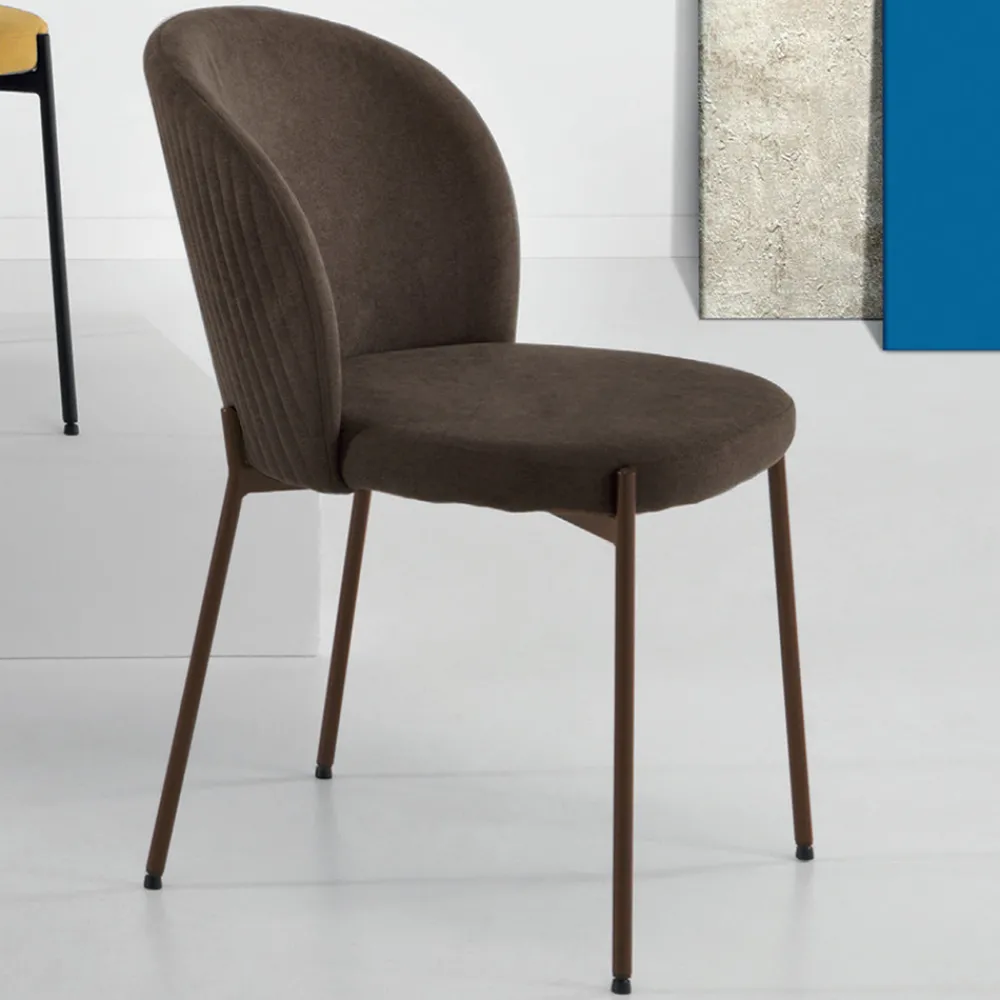 Viadurini Living Moderne Stühle-Esszimmerstuhl aus gepolstertem Stoff und Metall 4 Stück - Cup