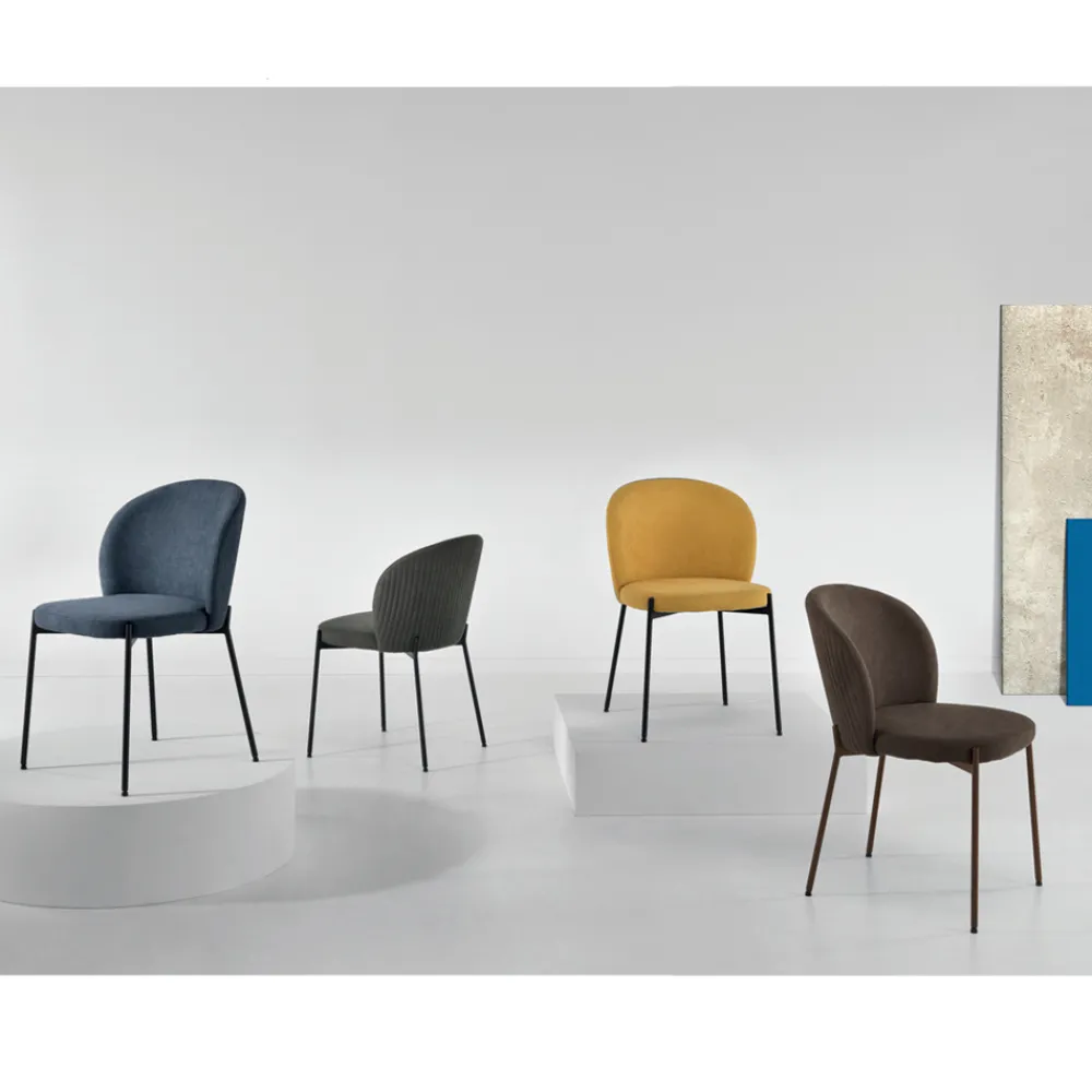 Viadurini Living Moderne Stühle-Esszimmerstuhl aus gepolstertem Stoff und Metall 4 Stück - Cup
