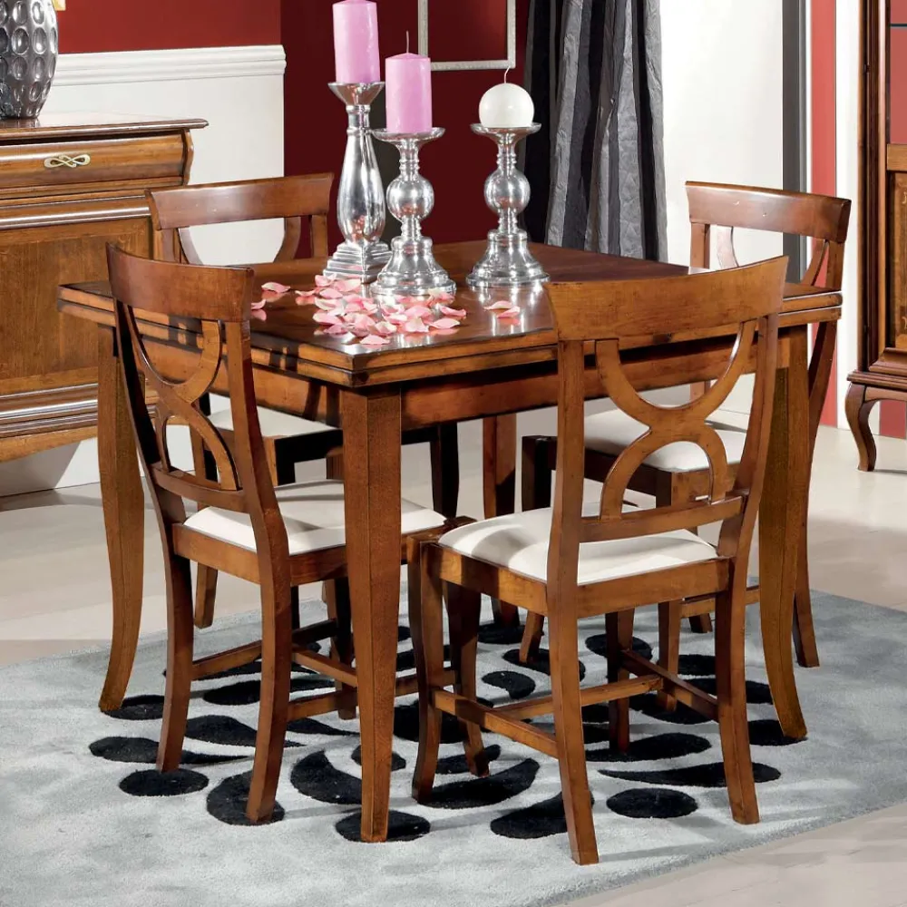 Viadurini Classic Klassische Stühle-Esszimmerstuhl aus Holz und Stoff im klassischen Stil Made in Italy - Helisa