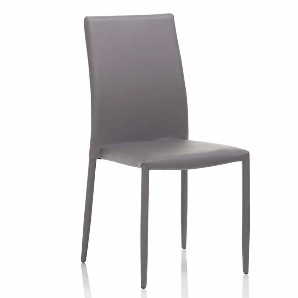 Viadurini Living Moderne Stühle-Esszimmerstuhl aus Kunstleder mit Metallstruktur, 4 Stück - Giola