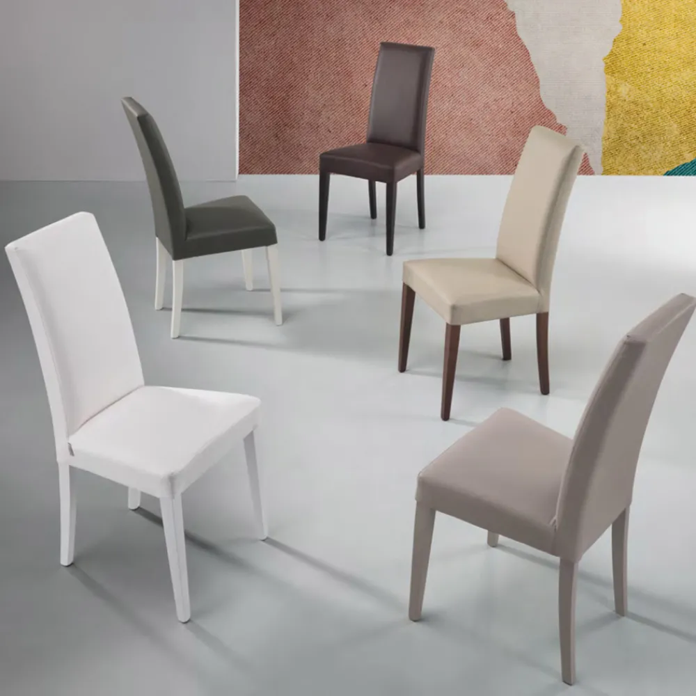 Viadurini Living Moderne Stühle-Esszimmerstuhl aus Kunstleder und Holz Made in Italy 2 Stück - Altera