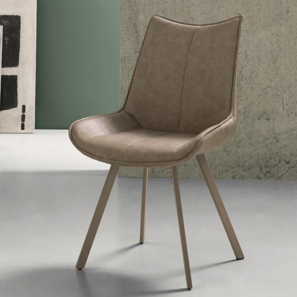 Viadurini Living Moderne Stühle-Esszimmerstuhl aus Kunstleder und lackiertem Metall 2 Stück - Foscarino