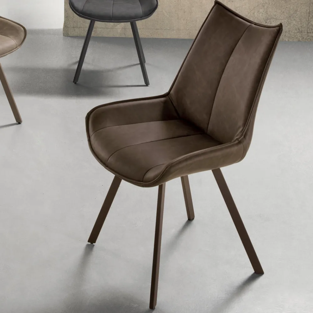 Viadurini Living Moderne Stühle-Esszimmerstuhl aus Kunstleder und lackiertem Metall 2 Stück - Foscarino