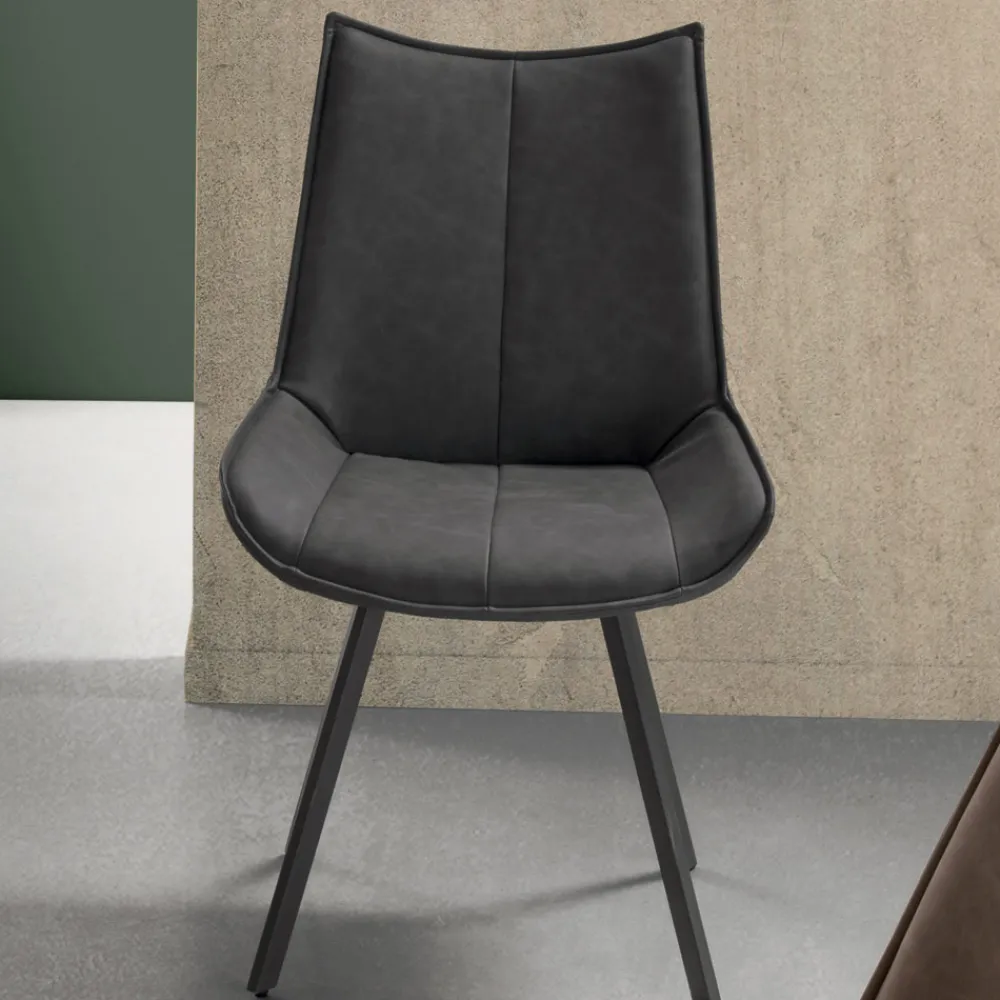 Viadurini Living Moderne Stühle-Esszimmerstuhl aus Kunstleder und lackiertem Metall 2 Stück - Foscarino