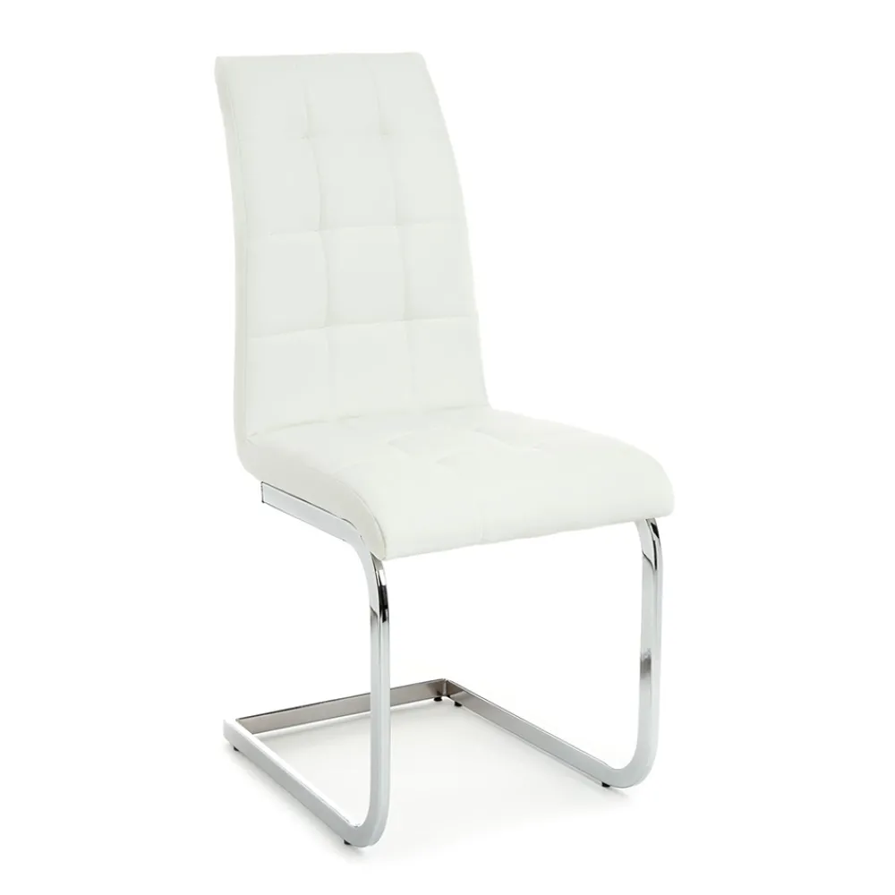 Viadurini Living Moderne Stühle-Esszimmerstuhl aus Kunstleder und verchromtem Metall 4-teilig - Molise