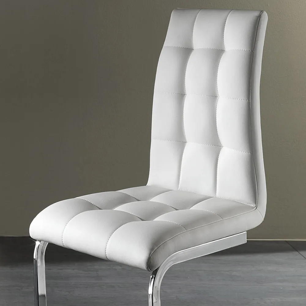 Viadurini Living Moderne Stühle-Esszimmerstuhl aus Kunstleder und verchromtem Metall 4-teilig - Molise