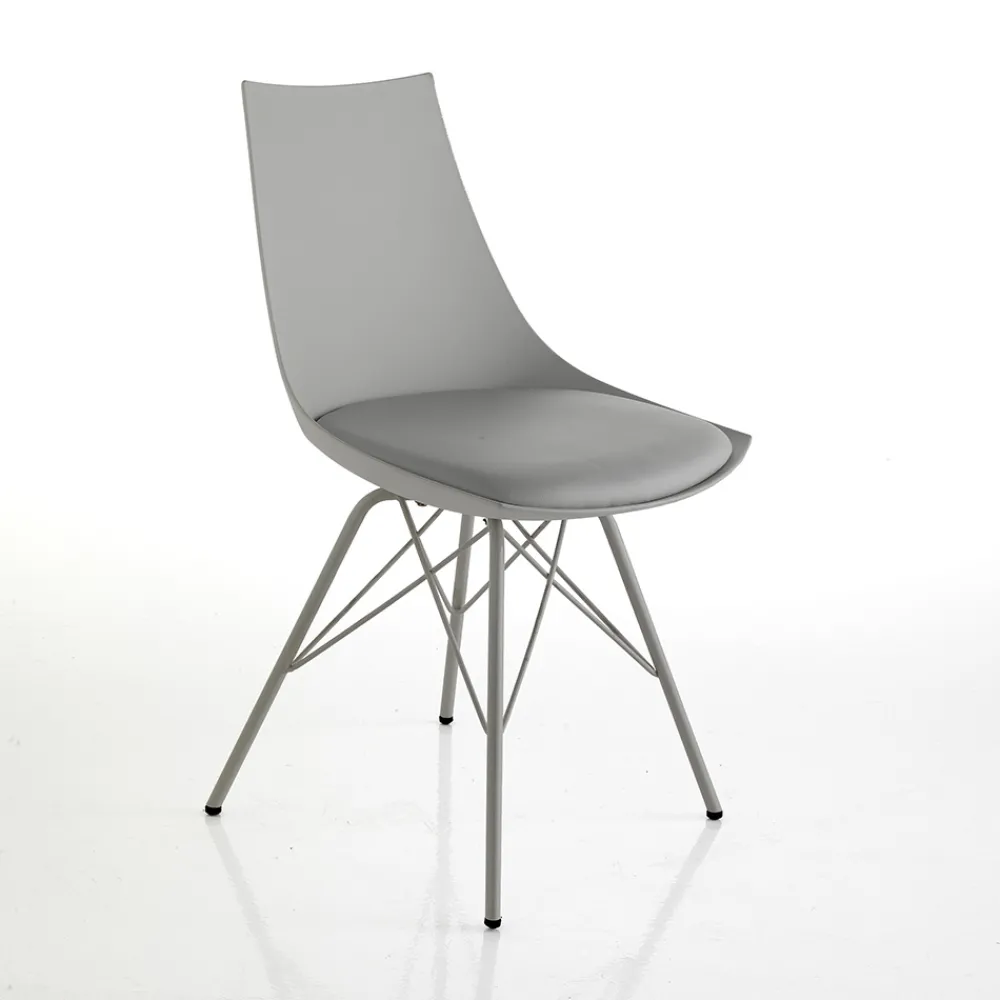 Viadurini Living Moderne Stühle-Esszimmerstuhl aus Leder, Polypropylen und Metall 2 Stück - Renella