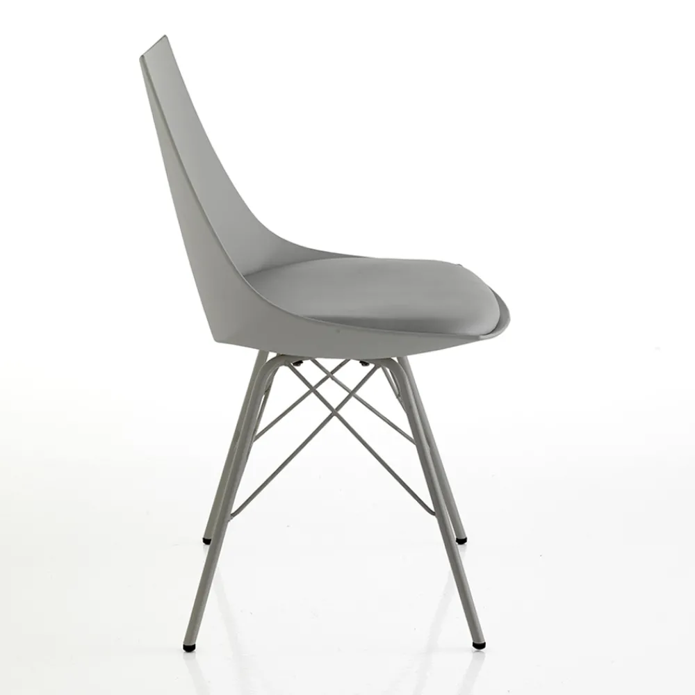 Viadurini Living Moderne Stühle-Esszimmerstuhl aus Leder, Polypropylen und Metall 2 Stück - Renella