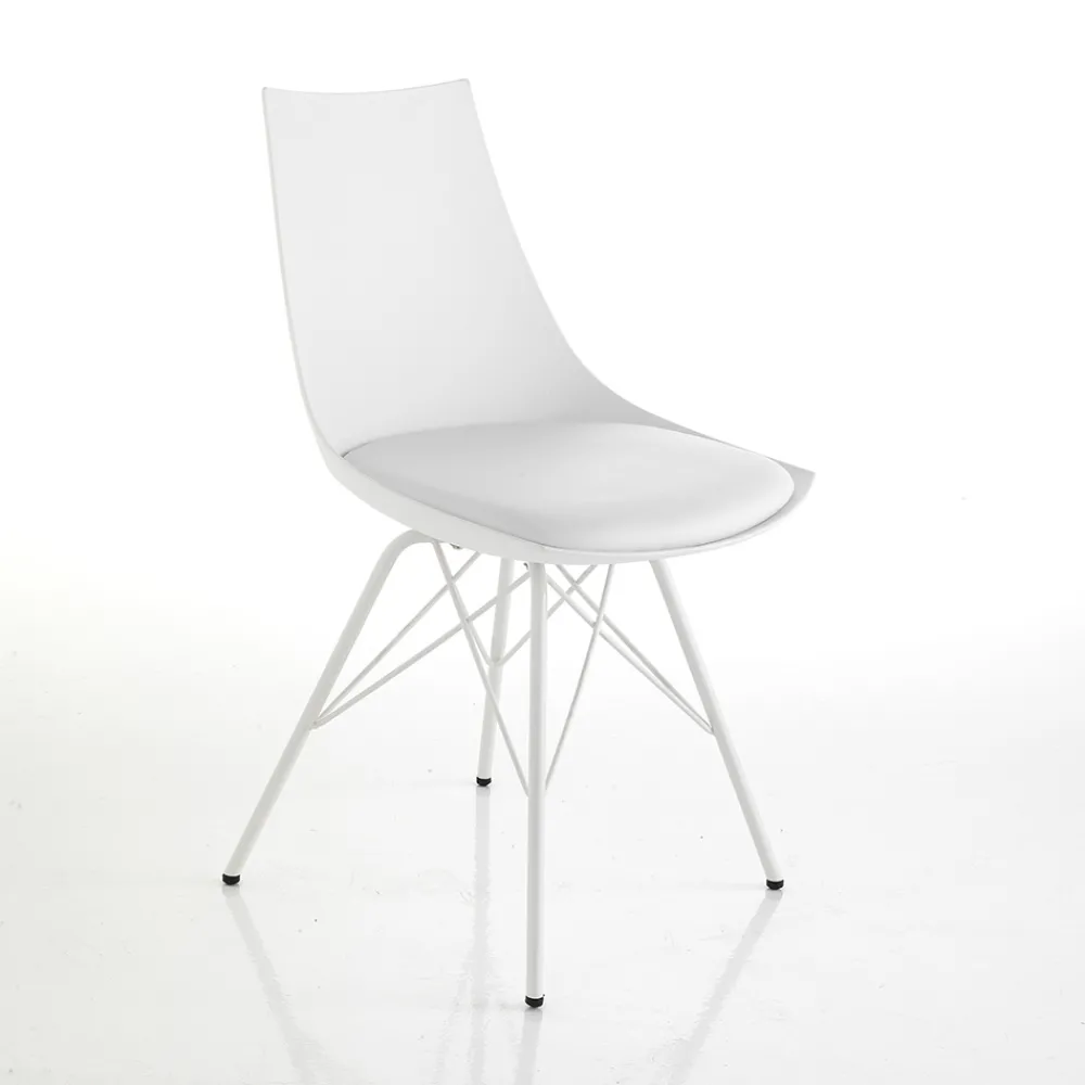 Viadurini Living Moderne Stühle-Esszimmerstuhl aus Leder, Polypropylen und Metall 2 Stück - Renella