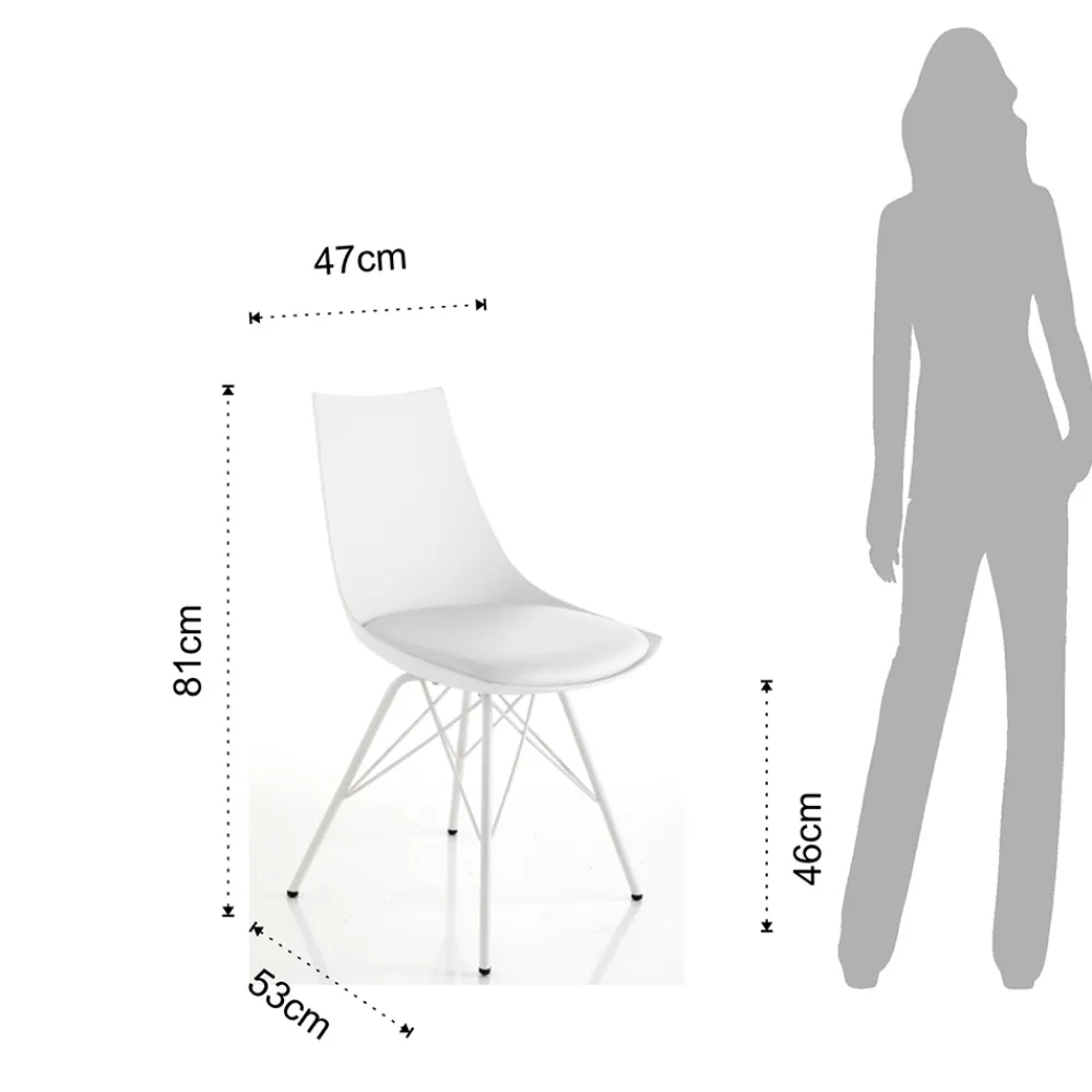 Viadurini Living Moderne Stühle-Esszimmerstuhl aus Leder, Polypropylen und Metall 2 Stück - Renella