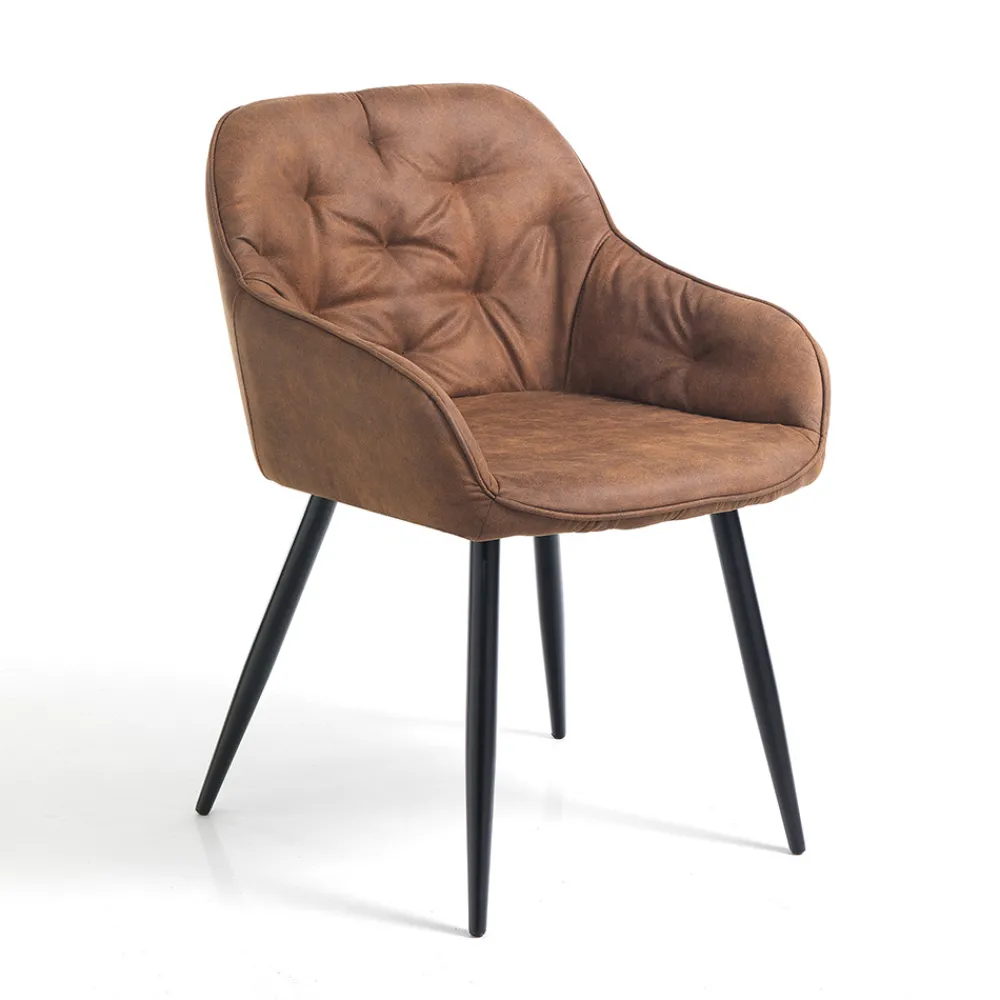 Viadurini Living Moderne Stühle-Esszimmerstuhl aus Leder in Antikoptik 2-teilig - Garbina