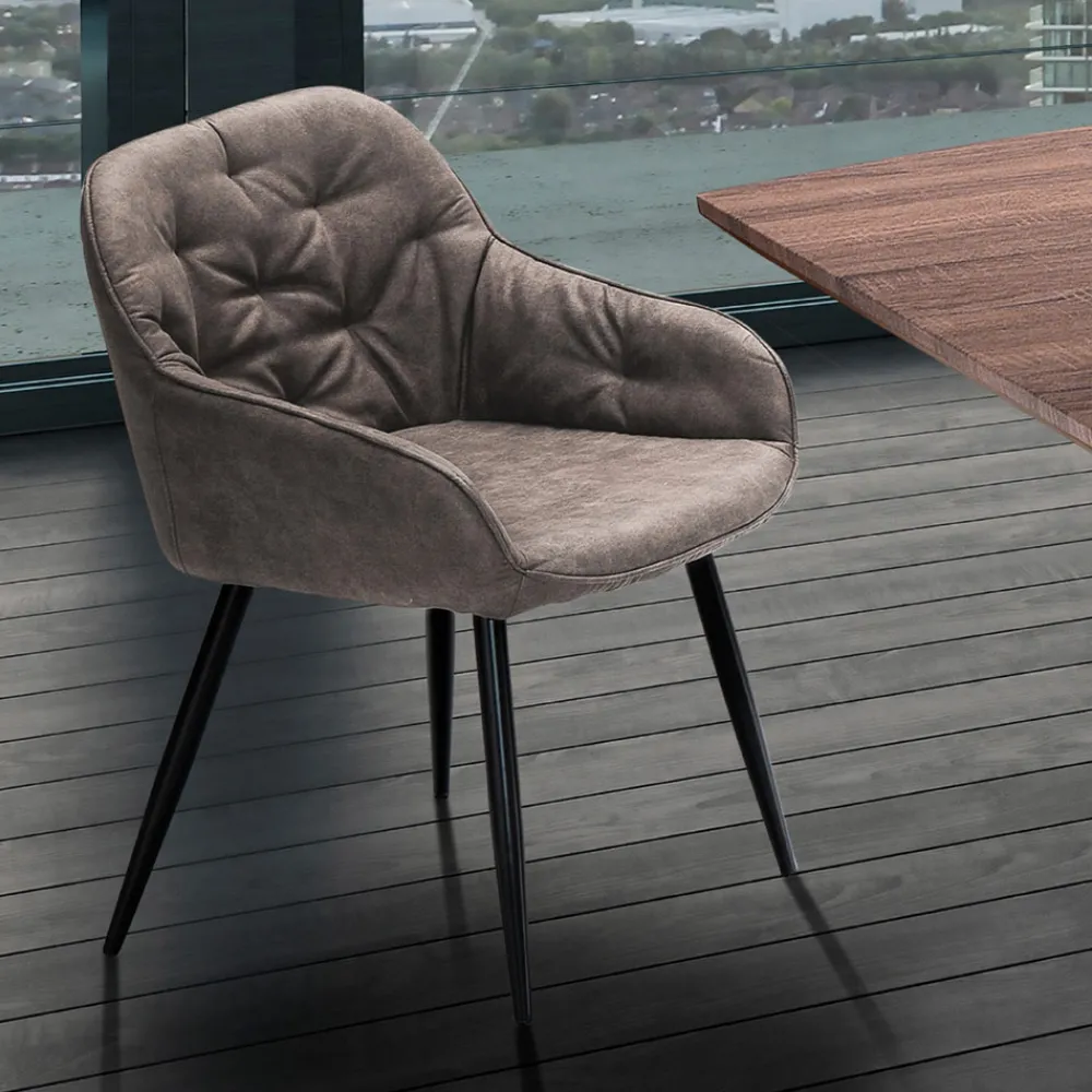 Viadurini Living Moderne Stühle-Esszimmerstuhl aus Leder in Antikoptik 2-teilig - Garbina