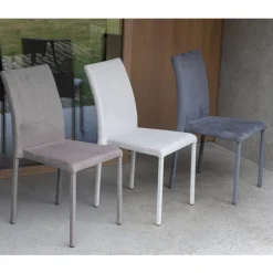 Viadurini Living Moderne Stühle-Esszimmerstuhl aus Metall mit farbigem Econabuk bezogen, 4 Stück - Anita