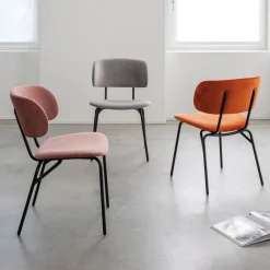 Viadurini Living Design Stühle-Esszimmerstuhl aus Metall und schmutzabweisendem Samt, 2 Stück - Valnerina