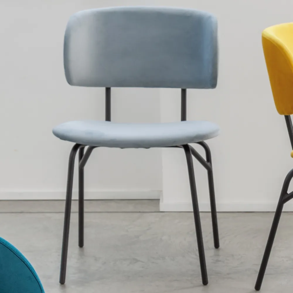 Viadurini Living Design Stühle-Esszimmerstuhl aus Metall und schmutzabweisendem Samt, 2 Stück - Valnerina