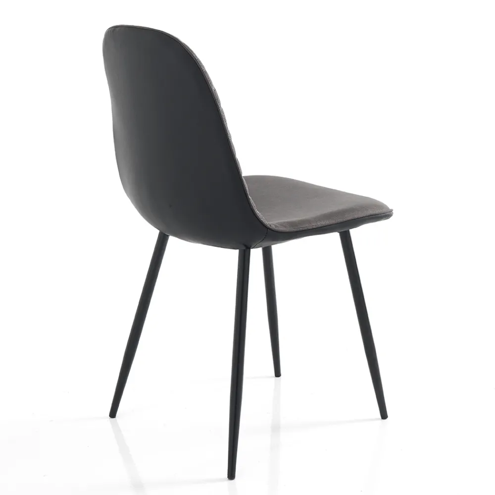 Viadurini Living Moderne Stühle-Esszimmerstuhl aus Mikrofaser und mattschwarzem Metall 4-teilig - Jake