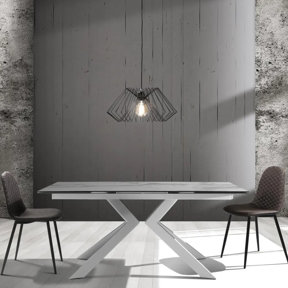 Viadurini Living Moderne Stühle-Esszimmerstuhl aus Mikrofaser und mattschwarzem Metall 4-teilig - Jake