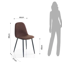 Viadurini Living Moderne Stühle-Esszimmerstuhl aus Mikrofaser und mattschwarzem Metall 4-teilig - Jake