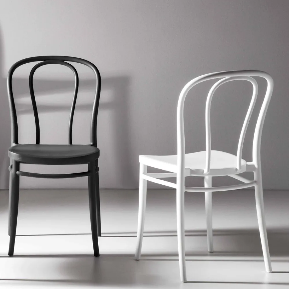 Viadurini Living Moderne Stühle-Esszimmerstuhl aus Polypropylen Stapelbar Bis zu 10 Einheiten, 4 Stück - Gaya