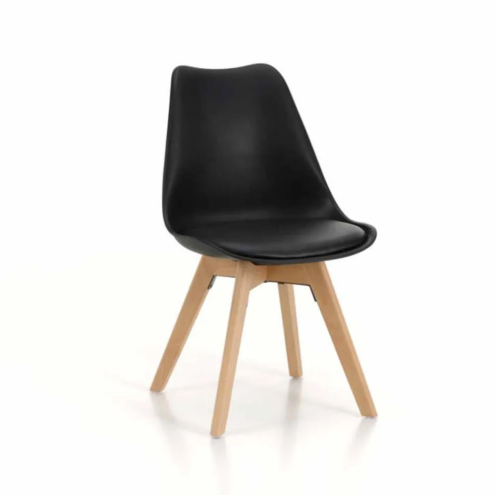 Viadurini Living Moderne Stühle-Esszimmerstuhl aus PVC und Holz mit Kunstledersitz, 4 Stück - Fachwissen